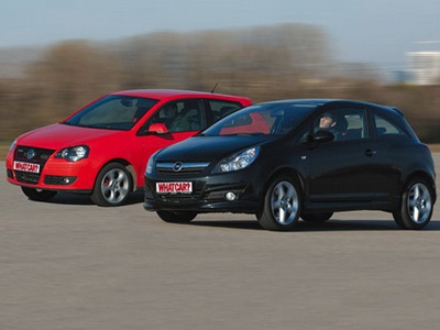 Volkswagen Polo GTI и Opel Corsa GSi. Фото Сергея Гавриленко с сайта whatcar.ru Volkswagen Polo GTI и Opel Corsa GSi. Фото Сергея Гавриленко с сайта whatcar.ru