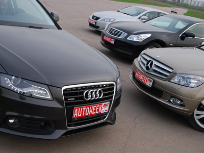 Audi A4 3,2 Quattro, Lexus IS250, Infiniti G35x, Mercedes-Benz C280 4Matic. Фото Василия Заключаева, Романа Мартынова с сайта AutoWeek.ru Audi A4 3,2 Quattro, Lexus IS250, Infiniti G35x, Mercedes-Benz C280 4Matic. Фото Василия Заключаева, Романа Мартынова с сайта AutoWeek.ru