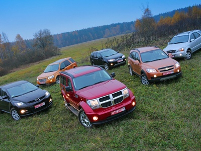 Mazda CX-7, Land Rover Freelander, Dodge Nitro, Mitsubishi Outlander XL, Chevrolet Captiva, Kia Sorento. Фото Яна Сегала с сайта AutoWeek.ru Mazda CX-7, Land Rover Freelander, Dodge Nitro, Mitsubishi Outlander XL, Chevrolet Captiva, Kia Sorento. Фото Яна Сегала с сайта AutoWeek.ru