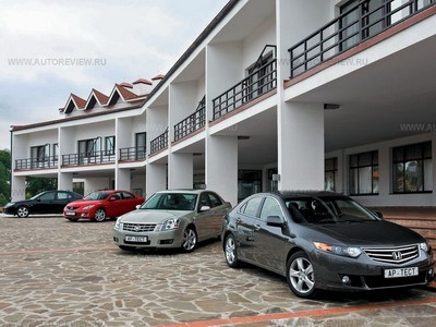 Saab 9-3, Mazda 6, Cadillac BLS и Honda Accord. Фото Степана Шумахера с сайта autoreview.ru. Saab 9-3, Mazda 6, Cadillac BLS и Honda Accord. Фото Степана Шумахера с сайта autoreview.ru.