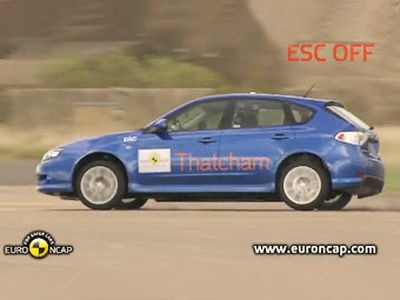 Тест Subaru Impreza с отключенной системой стабилизации. Фото Euro NCAP Тест Subaru Impreza с отключенной системой стабилизации. Фото Euro NCAP