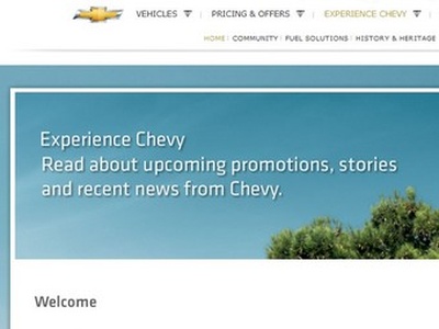 Скриншот сайта chevrolet.com Скриншот сайта chevrolet.com
