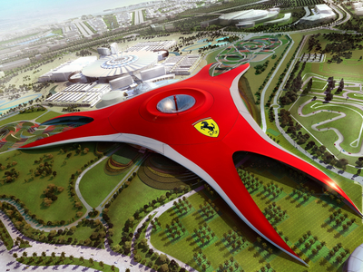 Парк аттракционов Ferrari World Abu Dhabi. Иллюстрация Ferrari Парк аттракционов Ferrari World Abu Dhabi. Иллюстрация Ferrari
