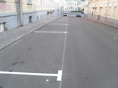 Парковочная разметка на одном из экспериментальных участков Парковочная разметка на одном из экспериментальных участков