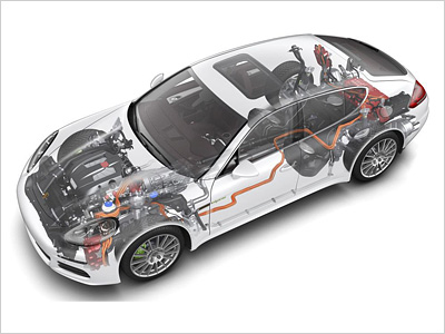 Схема гибридной Porsche Panamera Схема гибридной Porsche Panamera