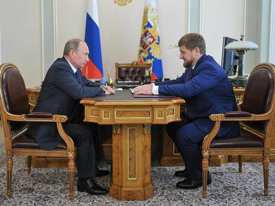 Рамзан Кадыров на встрече с Владимиром Путиным Рамзан Кадыров на встрече с Владимиром Путиным