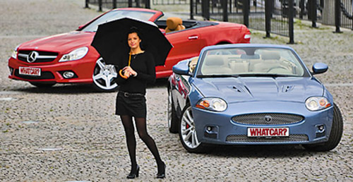 Jaguar XKR Convertible и Mercedes-Benz SL 500. Фото с сайта whatcar.ru Jaguar XKR Convertible и Mercedes-Benz SL 500. Фото с сайта whatcar.ru